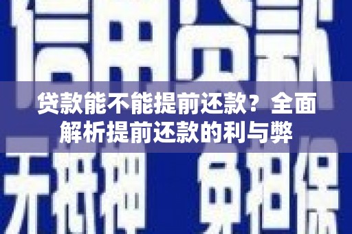甲仙贷款能不能提前还款？全面解析提前还款的利与弊