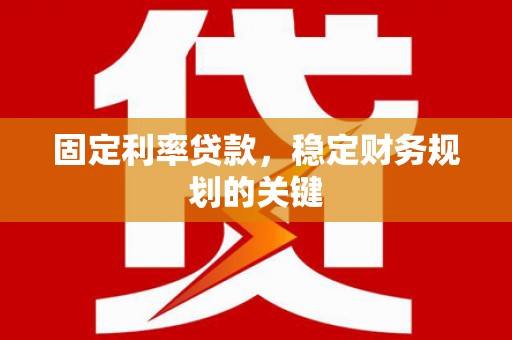 甲仙固定利率贷款，稳定财务规划的关键